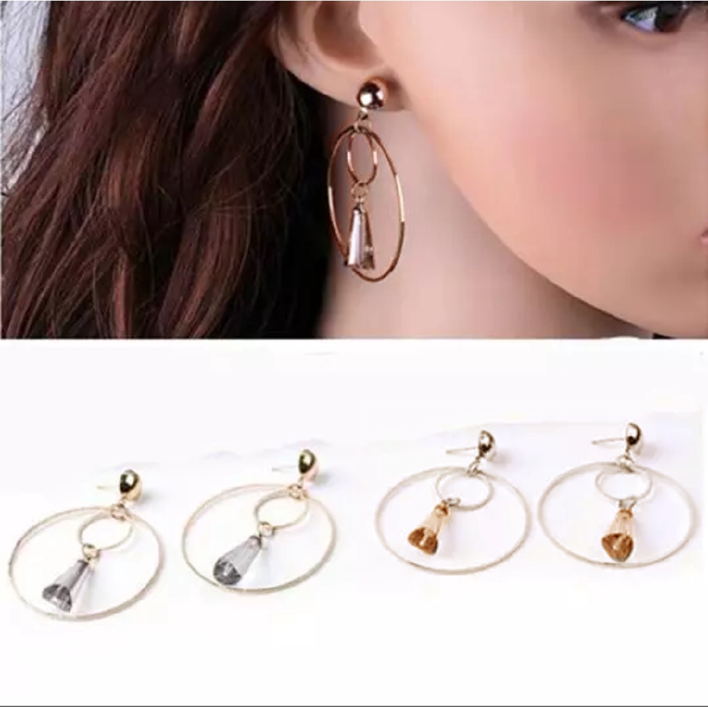 Anting Fashion Wanita Model Stud Doble Ring Mix Tassel  501