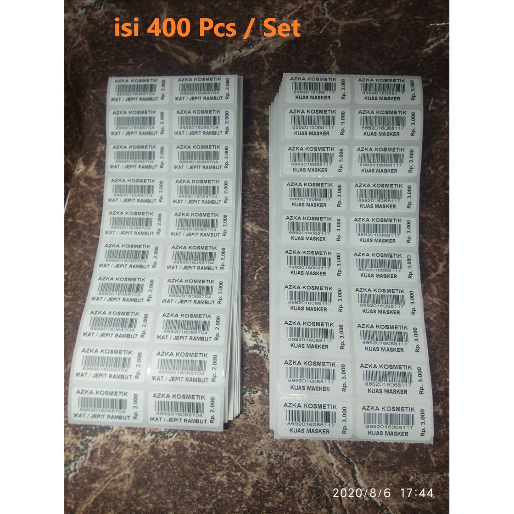 Cetak Label Harga 33x15 400 pcs - Cetak Label Barcode 33x15 isi 400 pcs - Bahan Thermal / Semicoated