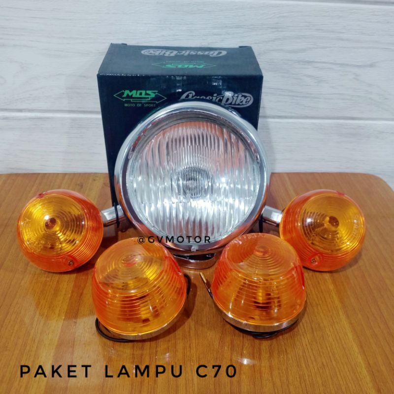 LAMPU C70 SET TOPI LAMPU STANDART PLUS RITING C70 DEPAN BELAKANG MOS