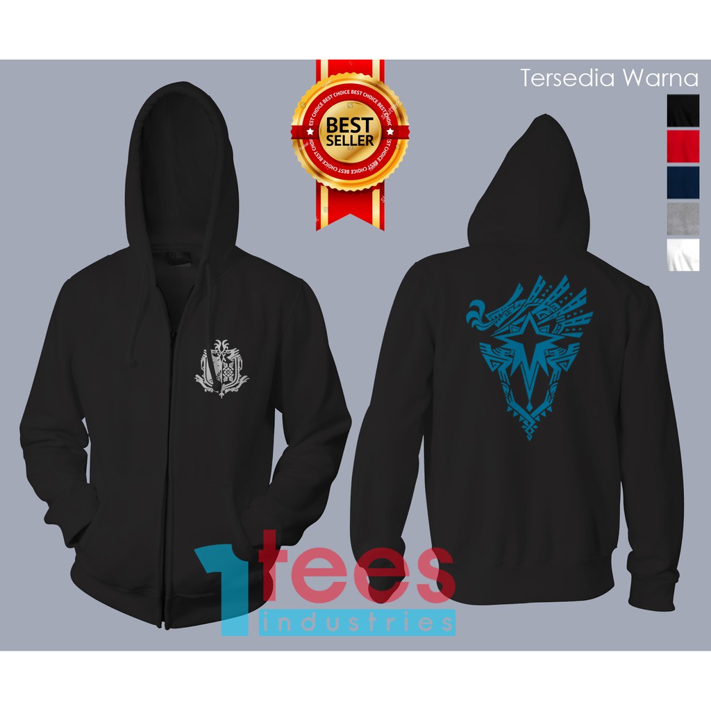 JAKET HOODIE ZIPPER MONSTER HUNTER WORLD ICEBORNE