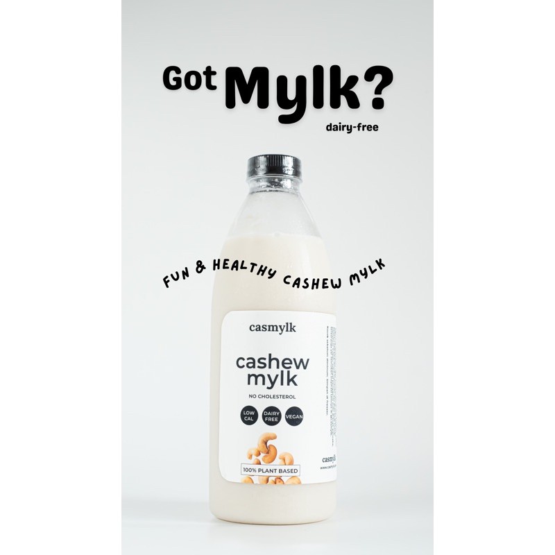 

Casmylk plain cashew mylk 600ml less sugar susu mente mede