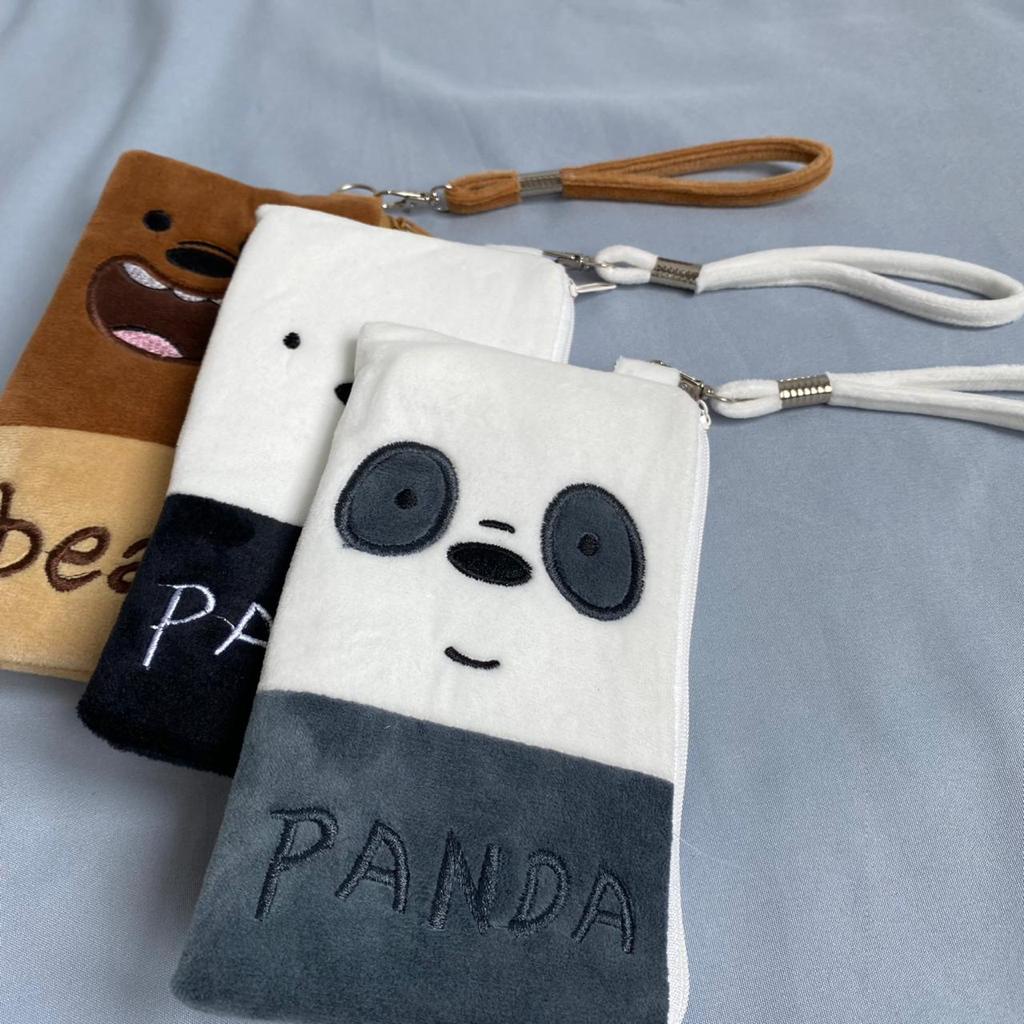 POUCH WE BARE BEARS PERSEGI PANJANG DOMPET KOIN HP WBB IMUT BAHAN KAIN LEMBUT HALUS HARGA TERMURAH KUALITAS TERJAMIN READY GROSIR COD