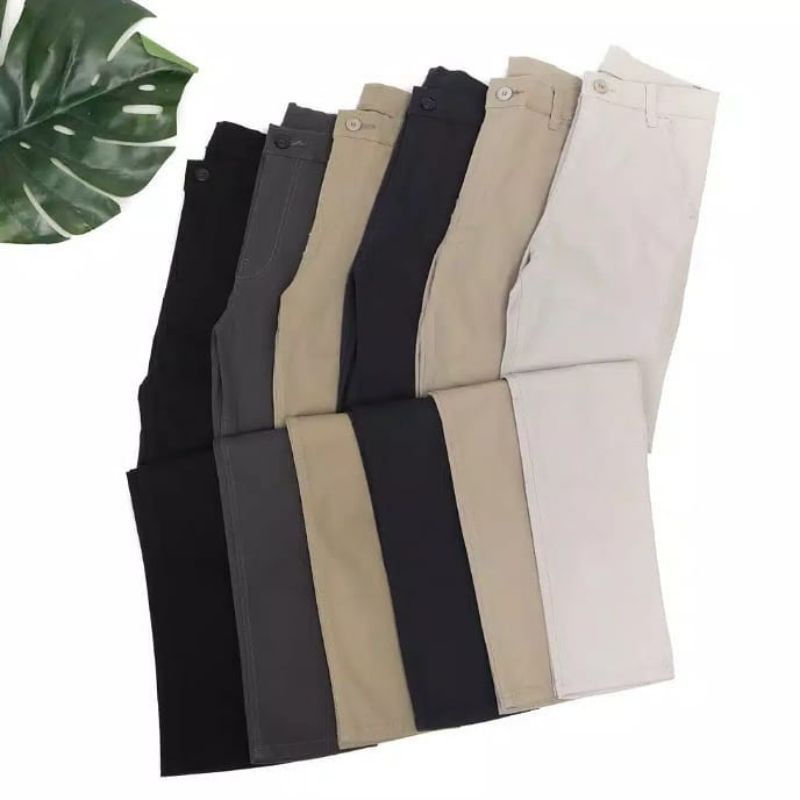 CELANA CHINO Panjang pria Slimfit KERJAHARIAN Santai Casual Formal Hitam Abu Cream Mocca Size 27-38