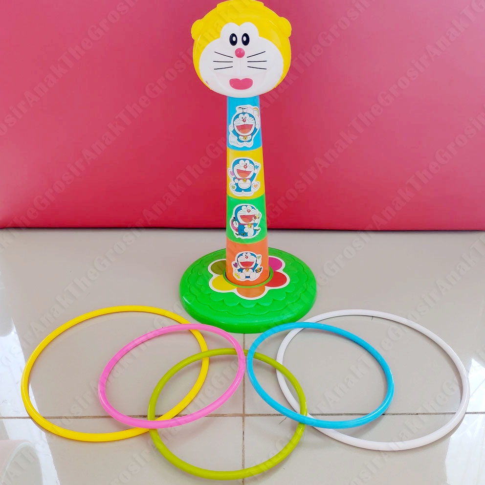 3in1 Gelas Susun Freezebee Ring Toss Mainan Lempar Cincin Gelang Karakter HELLO KITTY DORAEMON