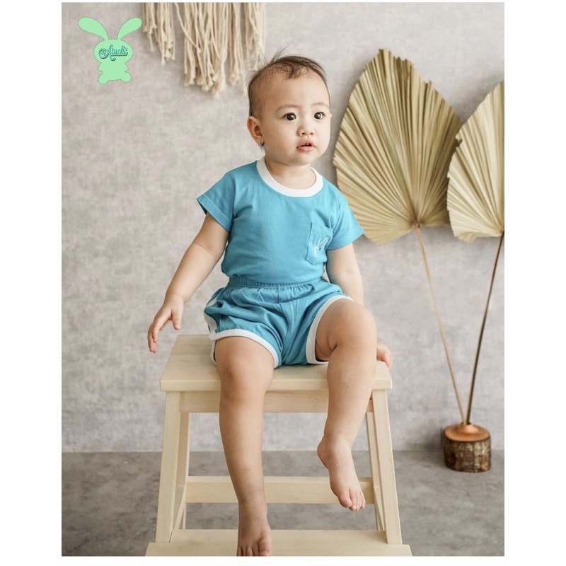 Setelan Pocket Tee Retro ARUCHI BOY GIRL UNISEX Pakaian Bayi 1-3 Tahun