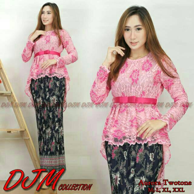 Set Kebaya Aurora Two Tone / Kebaya Brukat / Kebaya Murah / Kebaya Pesta / Rok Duyung