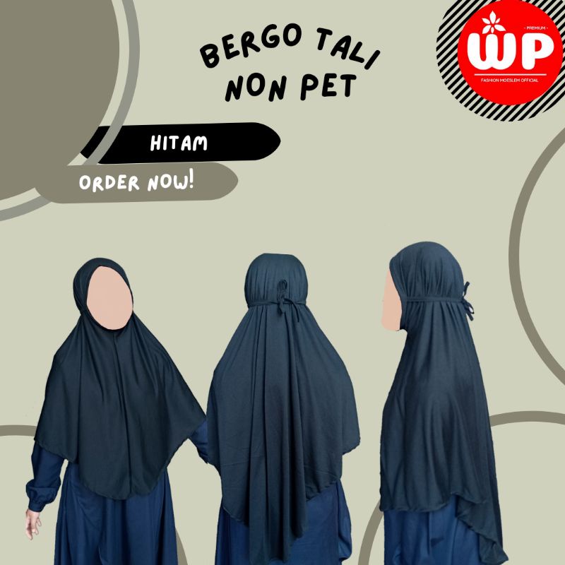 Jilbab bergo tali non pet bahan kaos pe 24s