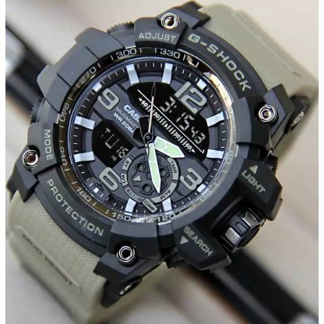 JAM TANGAN PRIA CASIO G-SHOCK DUAL TIME GG1000 GK001 TALI CREAM FREE BOX BATERAI
