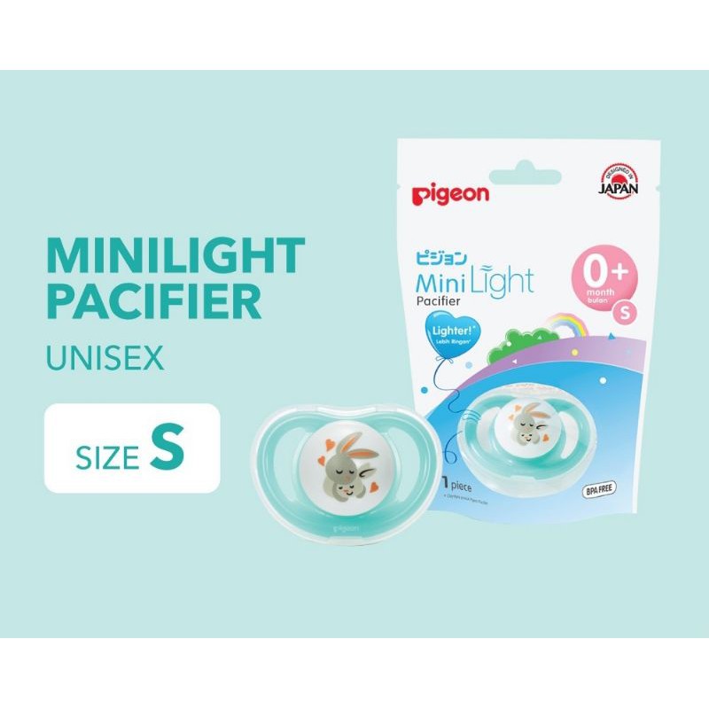 Empeng Pigeon Mini Light silicone Pacifier ada tutup S M L minilight-S, HIJAU