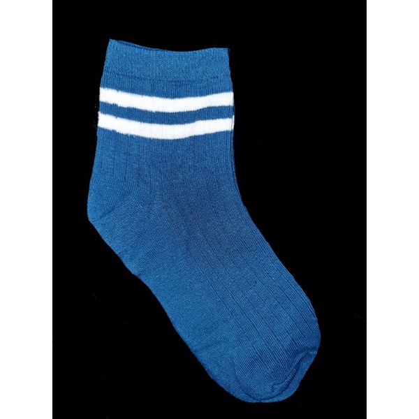 Kaos Kaki Korea Style ATAS Mata Kaki Ankle LowCut (Bahan Katun) 2STRIPS-KOREA -BIRU TOSCA