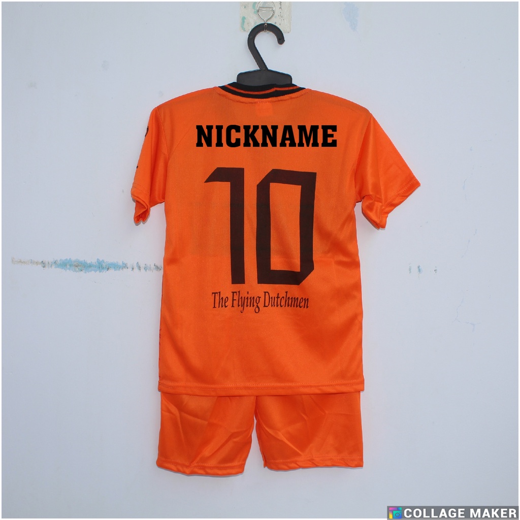 baju bola anak belanda setelan bola nederland bisa sablon nama usia 5-12thn