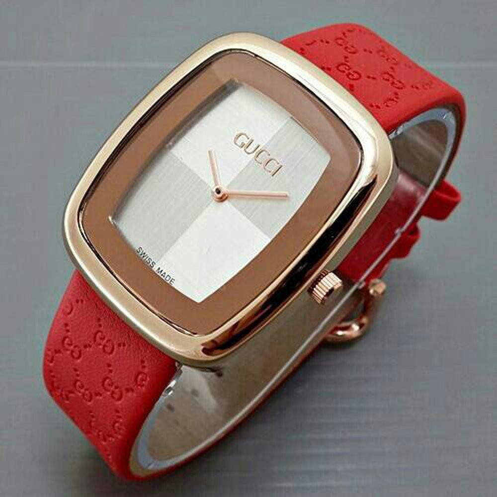 Jual Jam Tangan Wanita G  ci Catur Leather Red Kw Super Diskon