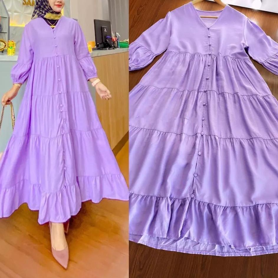 Recomended.. Gamis Midi Dress Premium Baju Dress Wanita Muslim Long Dress Jumbo XL, XXL, XXXL Dress 