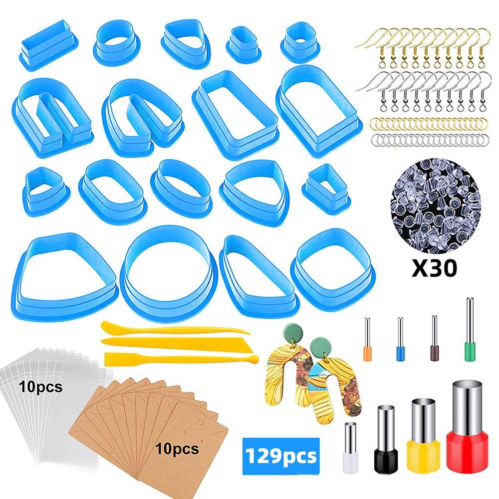 Preva 129pcs Polymer Clay Cutters DIY Craft Earring Kartu Membuat Perhiasan Cetakan Kue