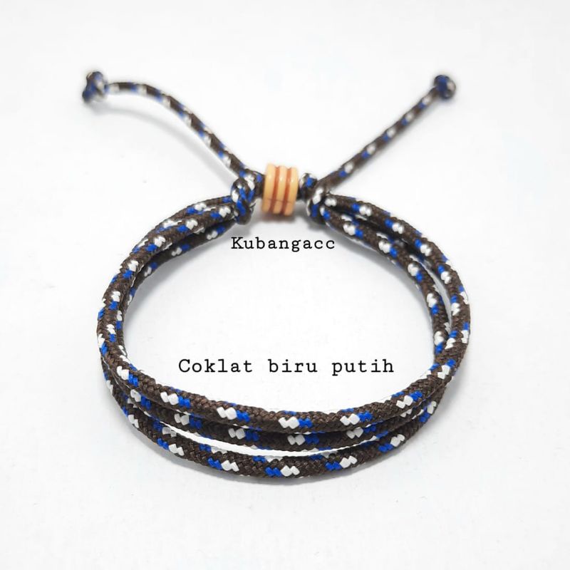 promoooo.gelang prusik 3 rangkap, gelang prusik keren,gelang cowok/cewek, gelang tali. gepang murah,-Cklat biru ptih