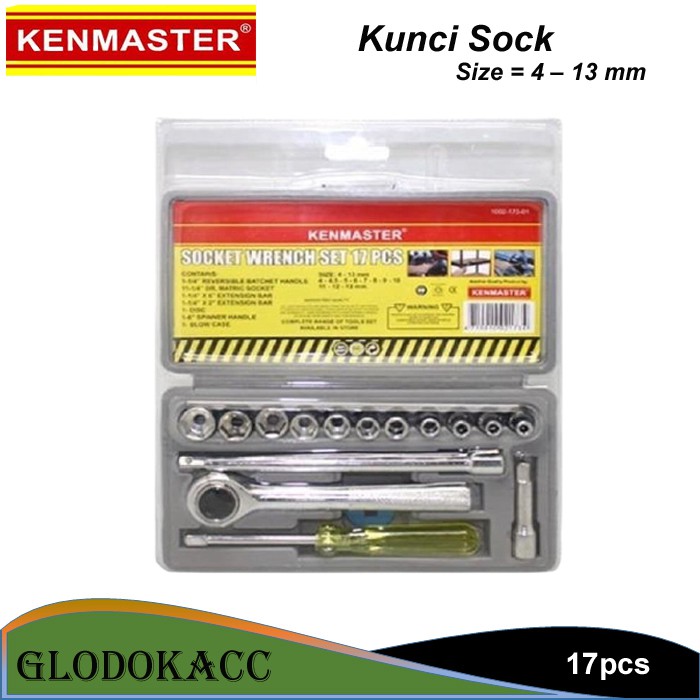 Kunci Scok 17pcs / Kenmaster Kunci Sok/Sock Kunci Shock Socket Wrench Set