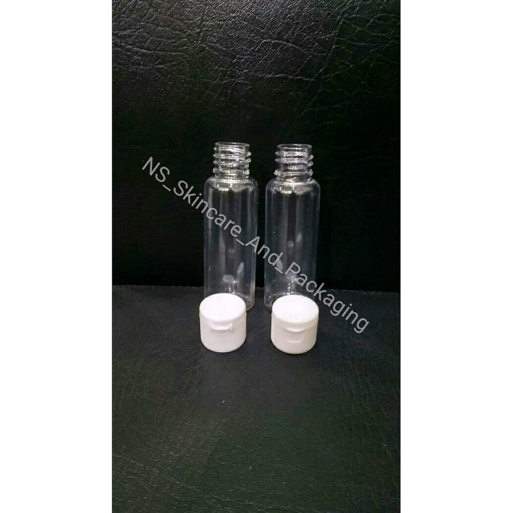 Botol Fliptop 30ml / Botol PET 30 ml Natural Fliptop ( Tutup Putih )