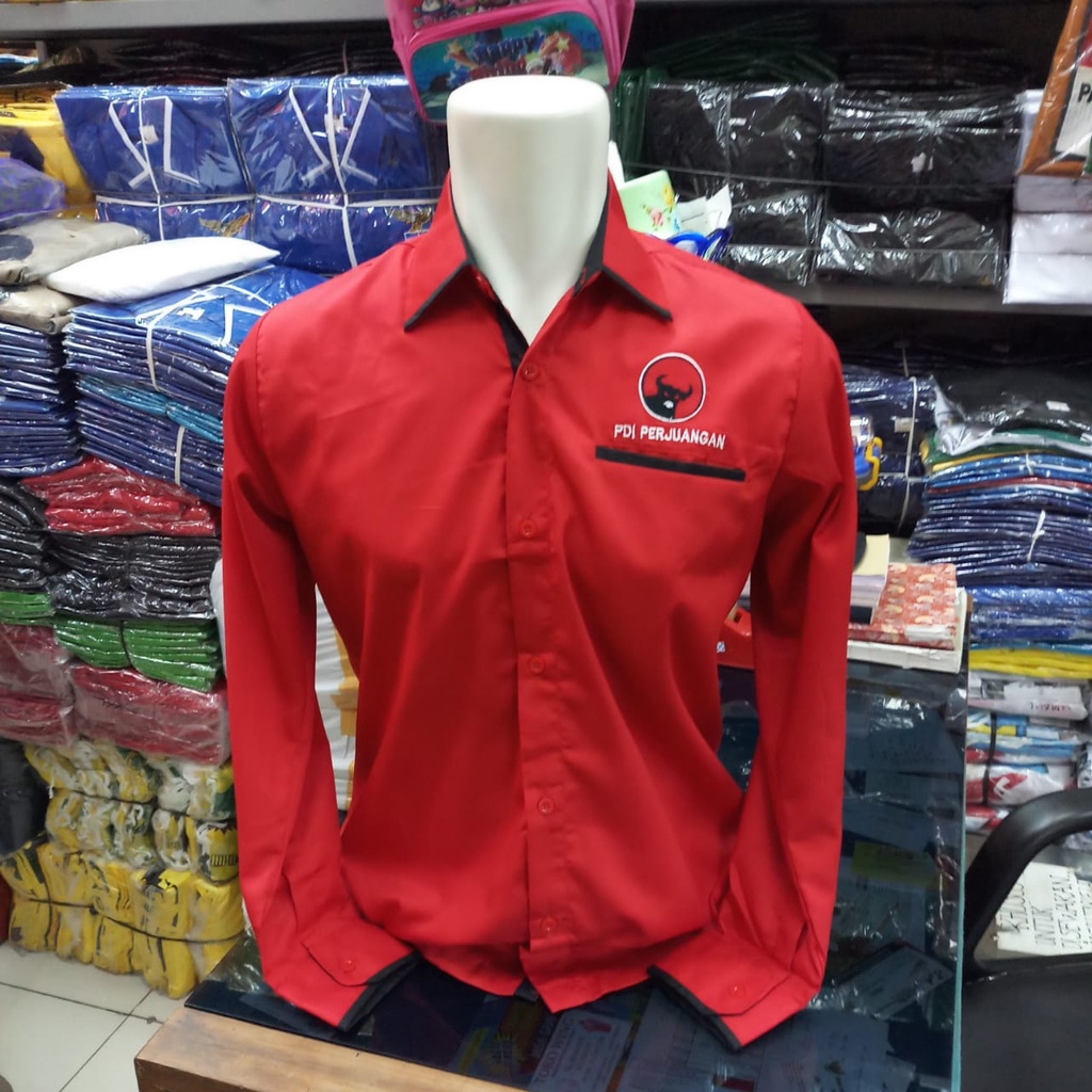 kemeja partai pdi perjuangan lengan panjang