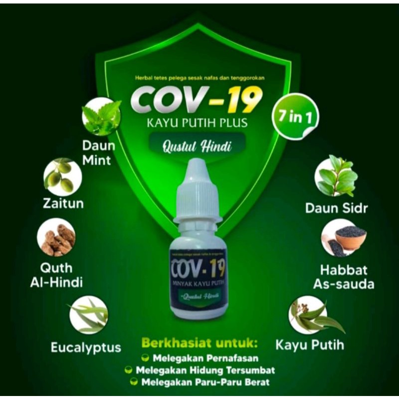 Cov 19 Minyak Kayu Putih Plus Qusthul Hindi | Herbal Tetes Pelega Sesak Nafas 7 in 1