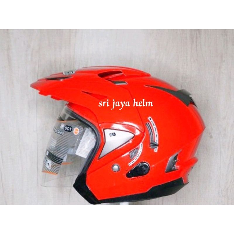 HELM INK T MAX BLAK METALIK DOUBLE VISOR-Merah