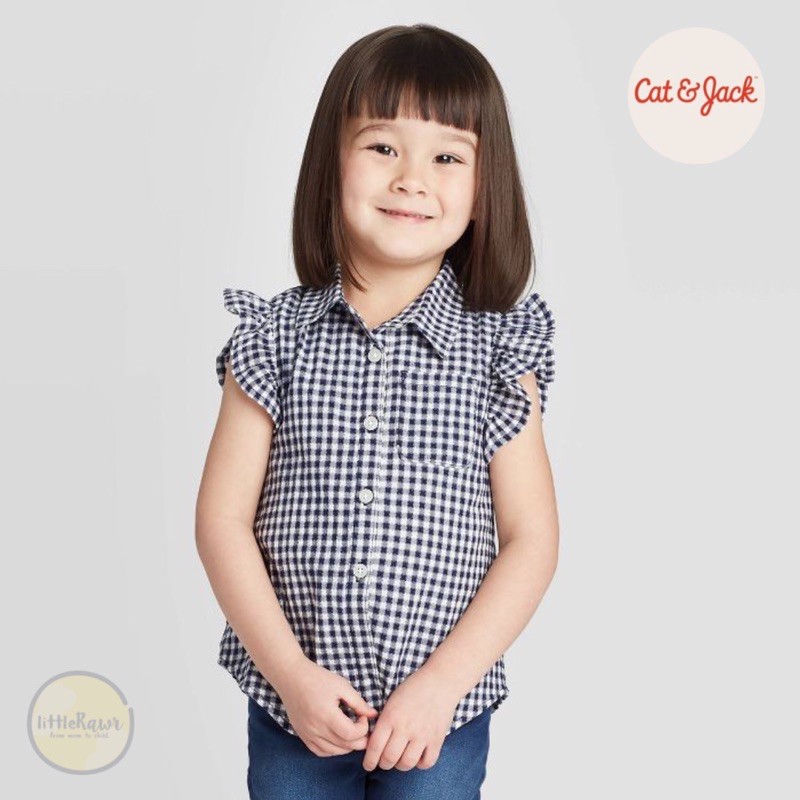 Cnj - black plaid button down blouse