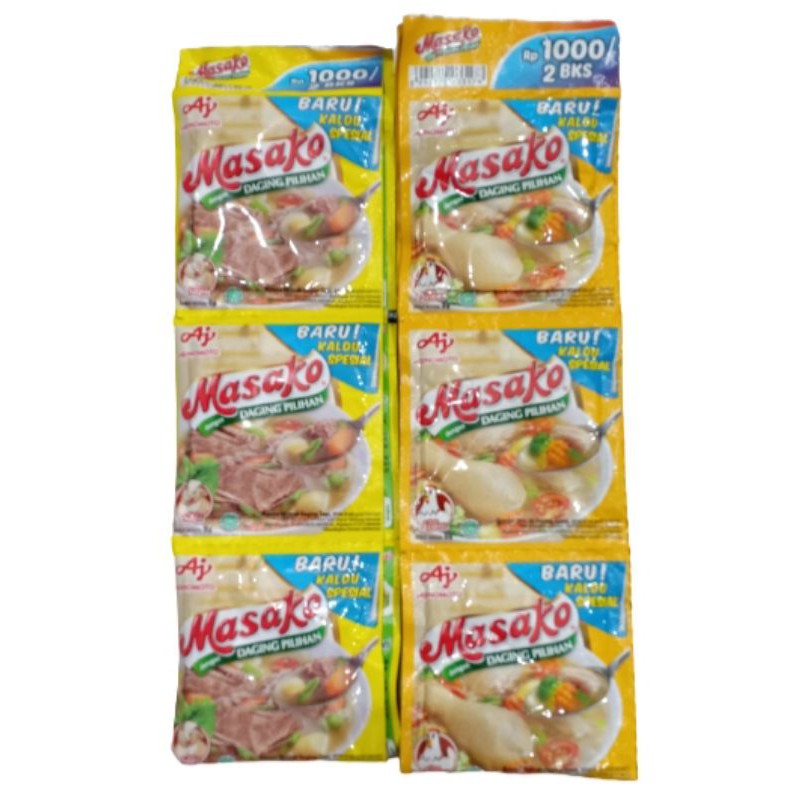 

Masako Kaldu Ayam Dan Sapi Renteng (Isi 12sachet @10gr) Renceng