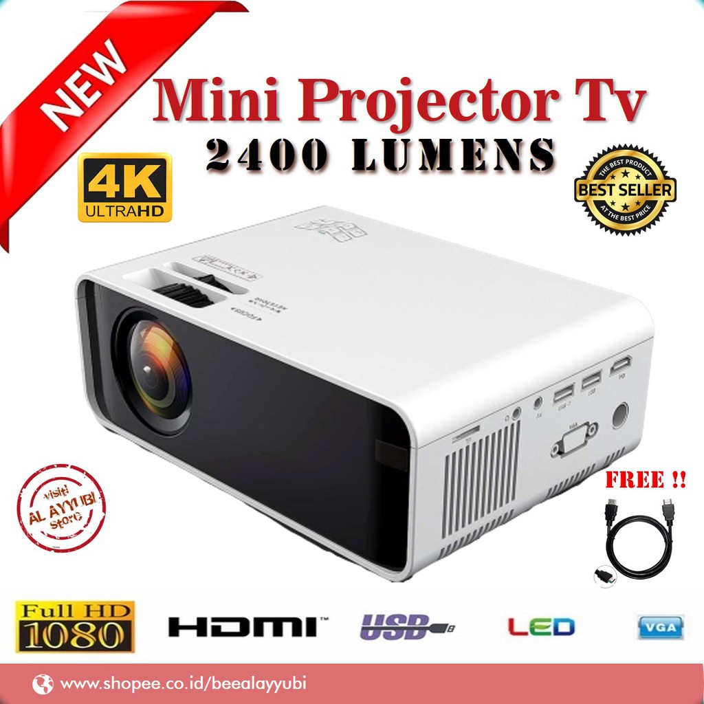 Mini Projector IDB Premium 2400 Lumens Tv Tuner Proyektor Upgrade Cheerlux C6 Infocus Nobar