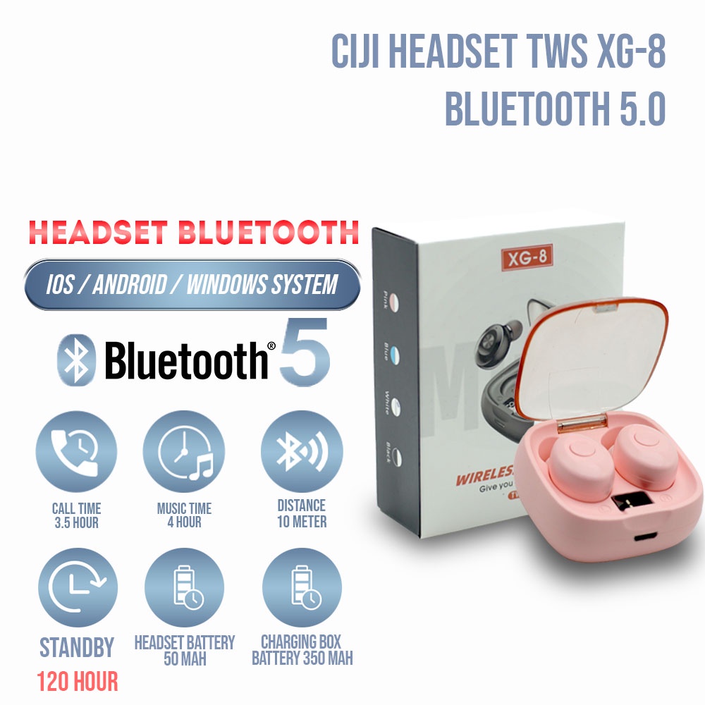 CIJI TWS Wireless Earbuds Bluetooth Mini XG-8 Waterproof IPX5