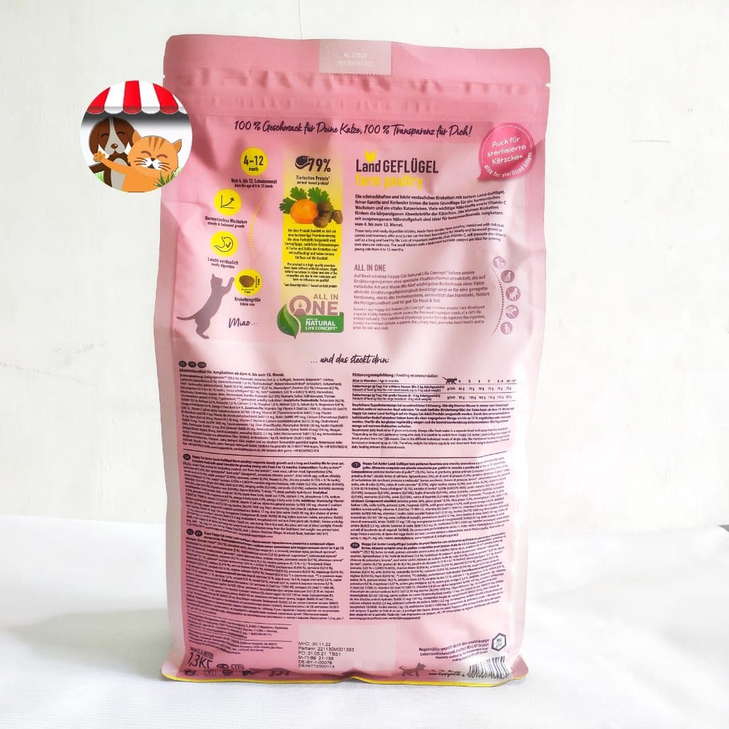 Happy Cat Young Junior Farm Poultry 1.3kg - Makanan Anak Kucing