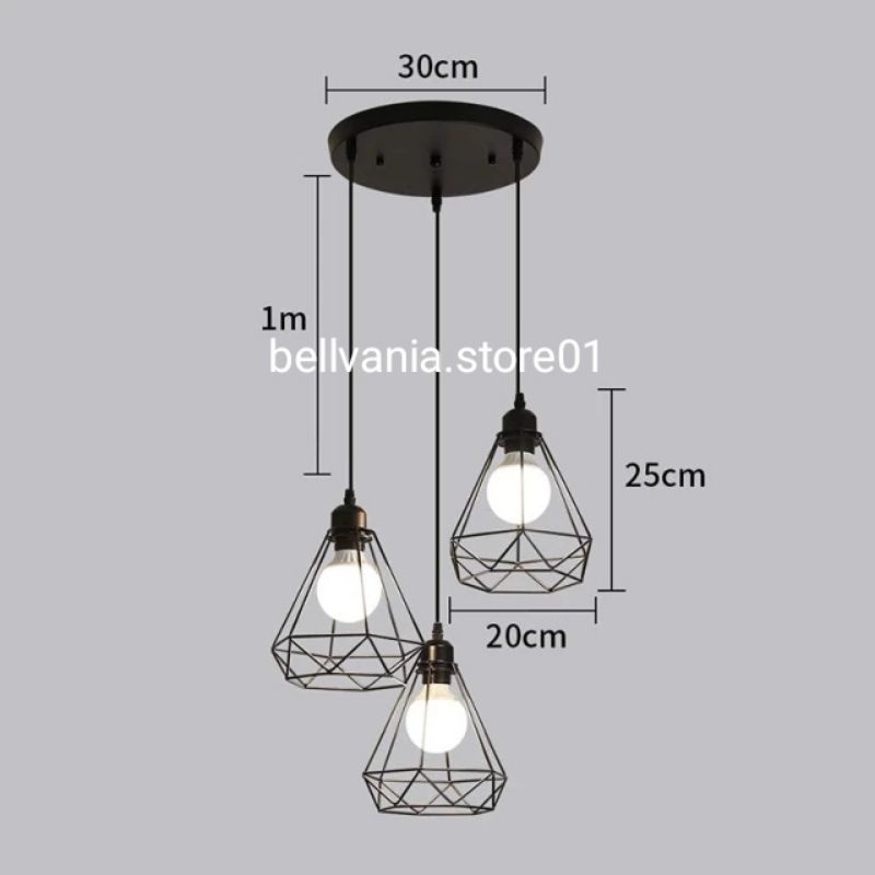 Lampu Hias Gantung Minimalis 3in 1 set modern diamond vintage dekorasi ruang tamu cafe