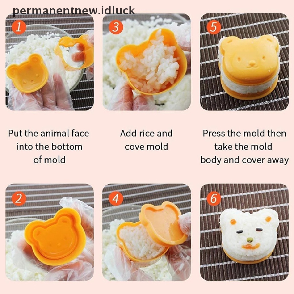 3pcs / SET Cetakan Nasi Bentuk Kartun Hewan Untuk Bento Sushi