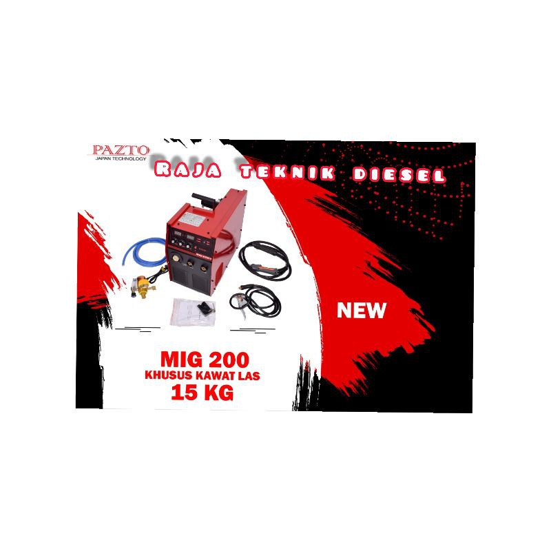 MESIN LAS MIG 200 15KG INVERTER WELDING CO2 MIG 200 TANPA GAS