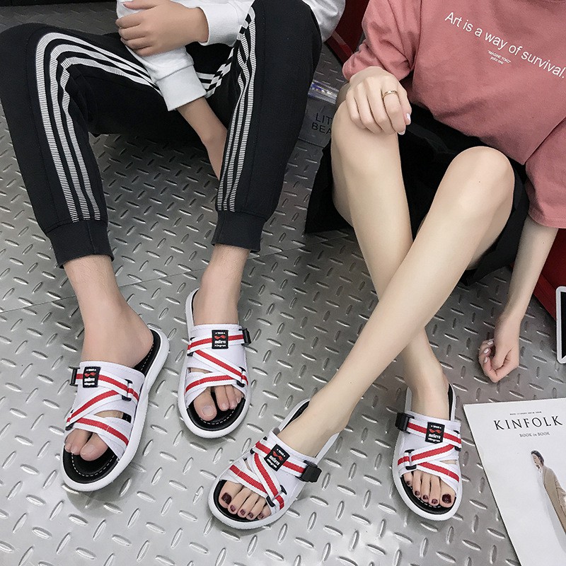 Sandal Couple Import Korea Fashion Terbaru Sendal Slip On Casual Cewek Cowok Wanita Pria SD-037