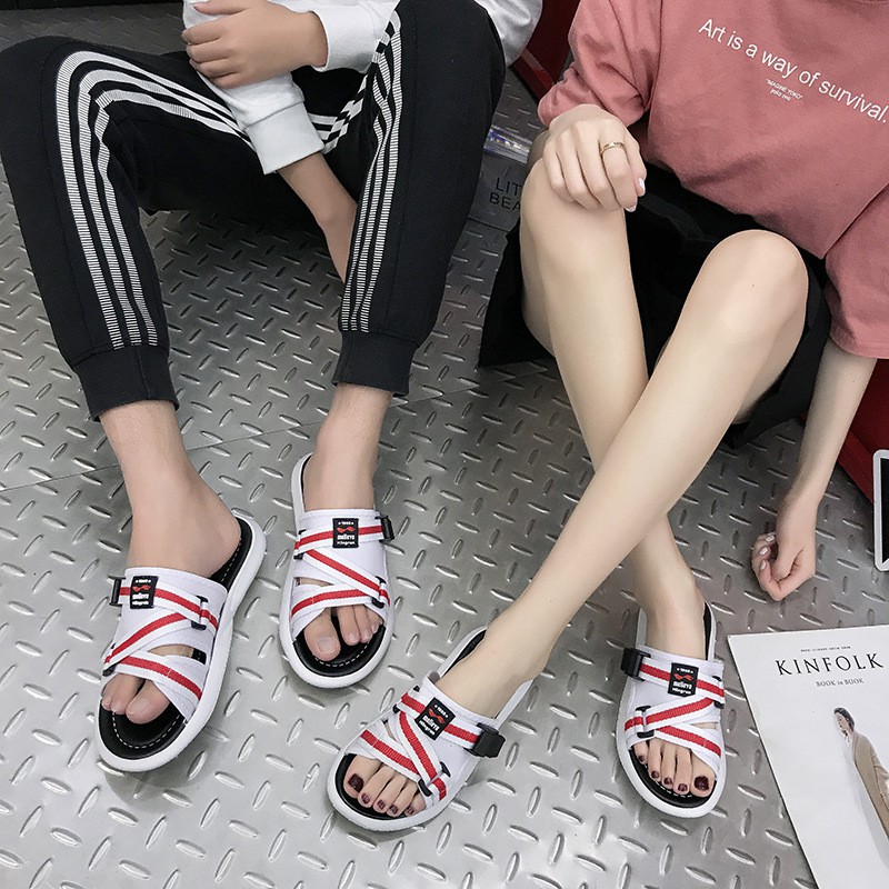 Sandal Couple Import Korea Fashion Terbaru Sendal Slip On Casual Cewek Cowok Wanita Pria SD-037