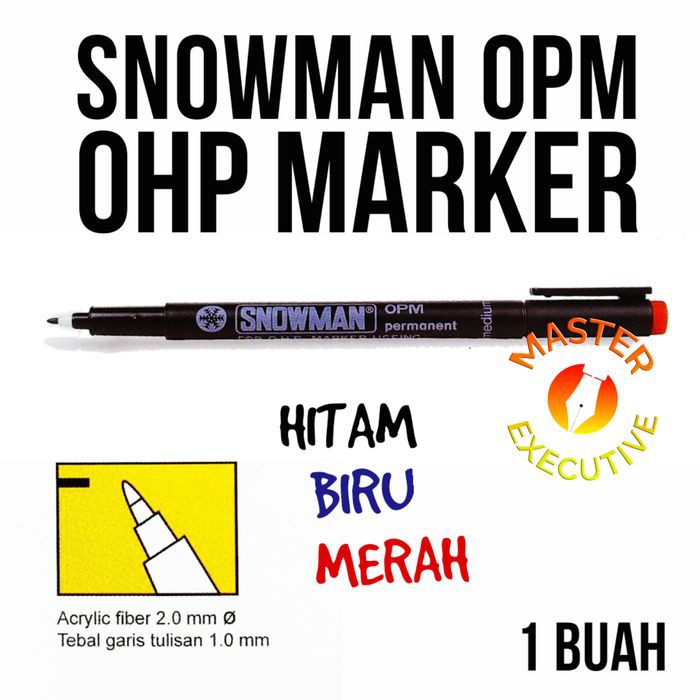 [Buah] Snowman JAPAN Spidol OPM Permanent / Medium for OHP - Hitam / Biru / Merah / Hijau