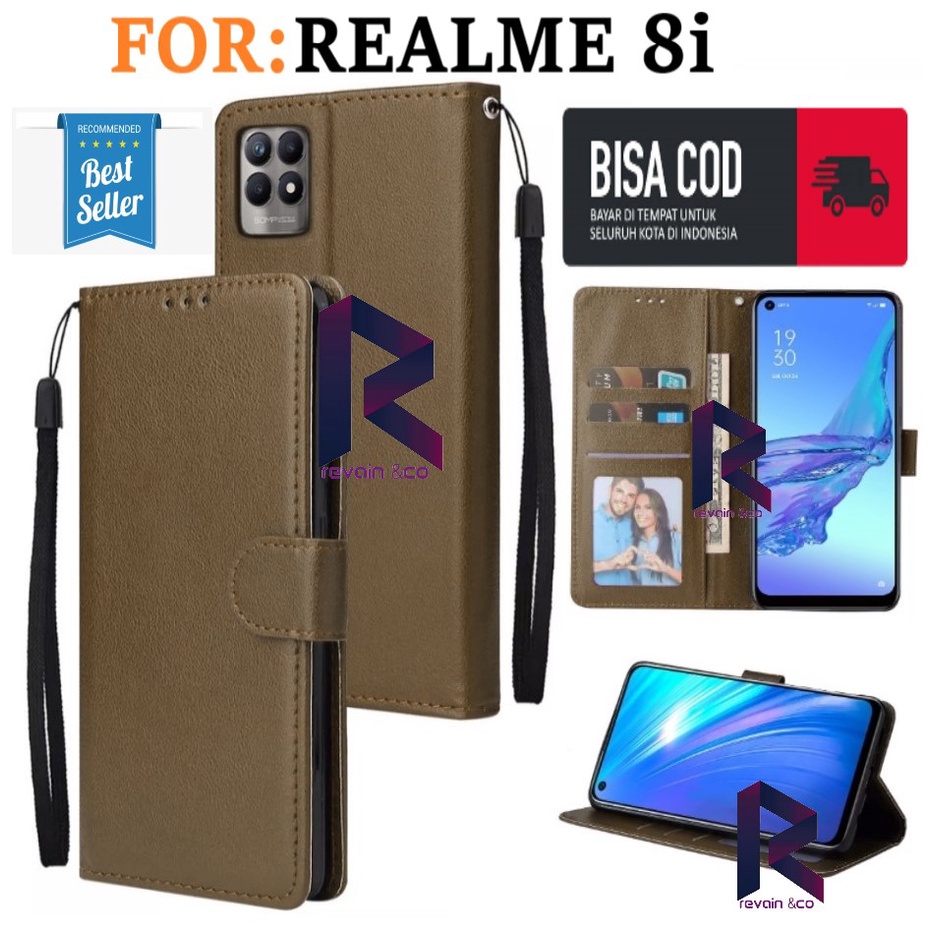 CASE REALME 8i FLIP WALLET LEATHER KULIT PREMIUM SARUNG BUKA TUTUP FLIP CASE REALME 8i