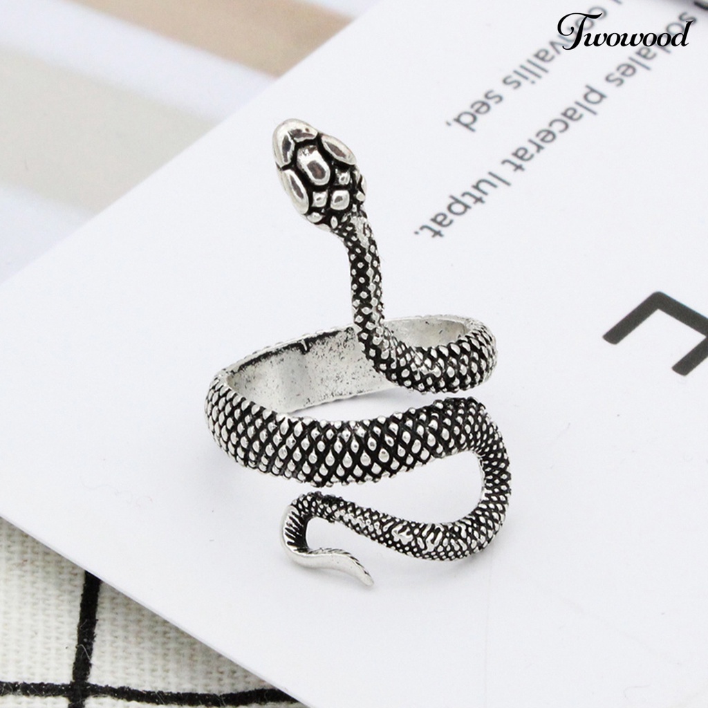 Cincin Bentuk Ular Bahan Alloy Adjustable Untuk Perhiasan