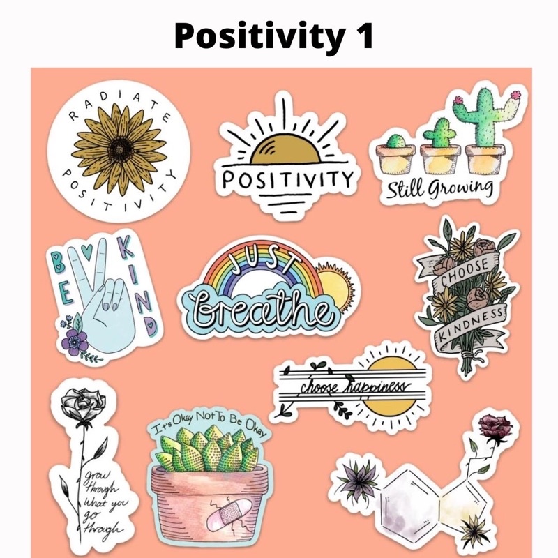 Sticker Pack Positivity Mental Health Stiker HP / Laptop Aesthetic Murah