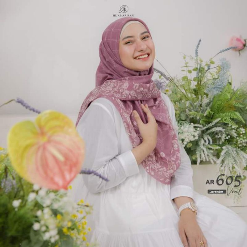 HIJAB SEGIEMPAT ARRAFI MOTIF TERBARU TH.2022 AR 605|| JILBAB SEGIEMPAT TERLARIS MOTIF✔✔