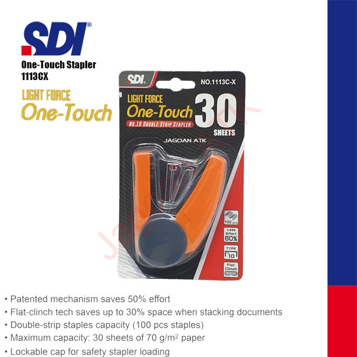 

Hawtho | Stapler One Touch Flat Clinch No:10 SDI 1113C-X Murah Baru