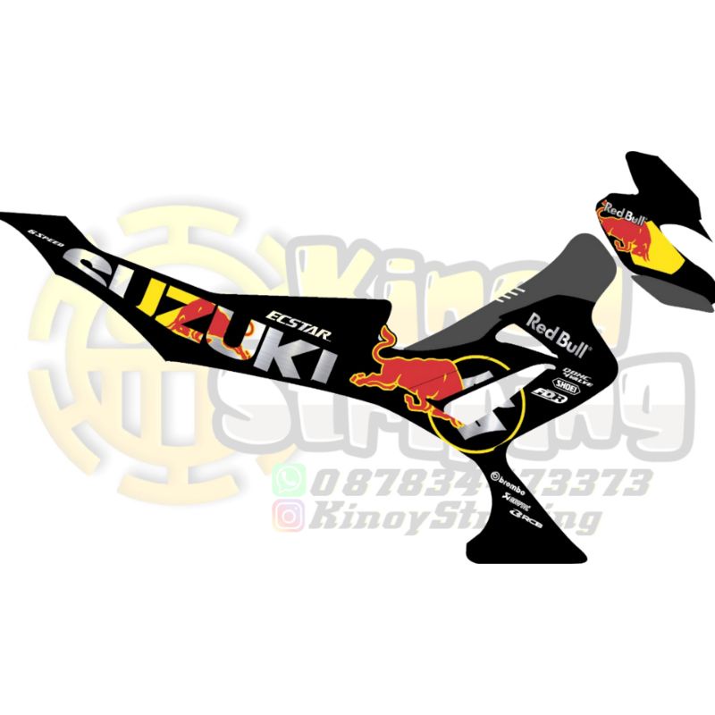 STICKER STRIPING SATRIA FU 2009-2013 BARONG MOTIF REDBULL CUSTOM DESAIN SUKA SUKA