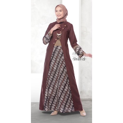 Belina Gamis Batik Shafiy Original Modern Etnik Jumbo Kombinasi Polos Tenun Lurik Premium Dress Wani