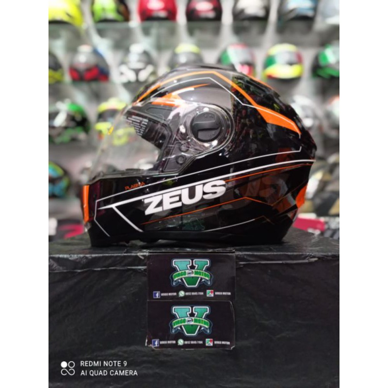 HELM ZEUS 811 MOTIF BLACK ORANGE TERMURAH