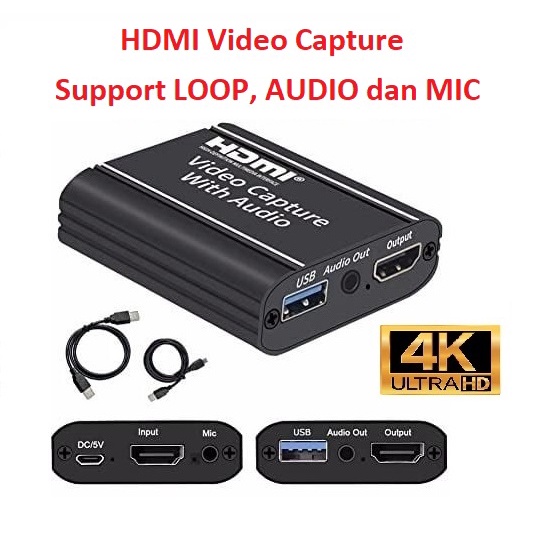 Video Capture HDMI to USB with Loop Audio 4K HDMI Video Capture Card