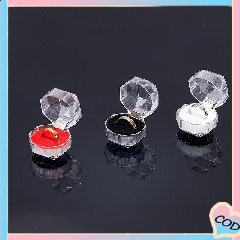 COD❤️ Kotak Cincin Mini Kotak Perhiasan Plastik Stud Earrings Cincin Kalung Perhiasan Kotak Kemasan Kotak Display-A.one