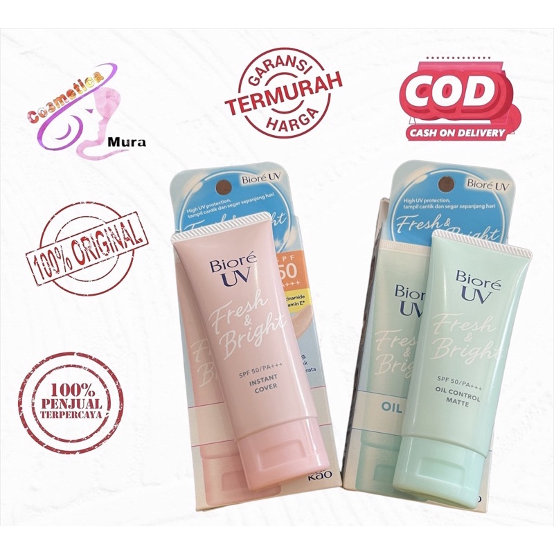 biore uv bright &amp; fresh instant cover || kemasan 15 ml | Biore Uv Aqua Rich Essence Spf 50 pa ++++ | biore suncreen spf 50 pa+++