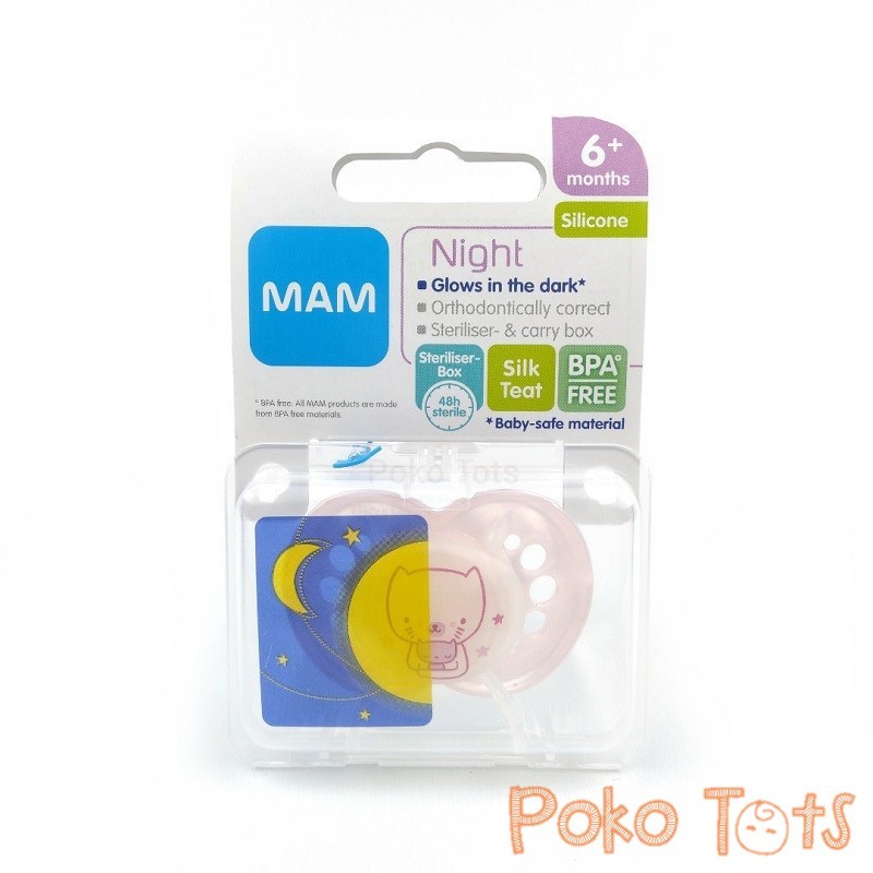 Makassar ! Pacifier / Empeng Bayi MAM Night Soother 0m+ / 6m+