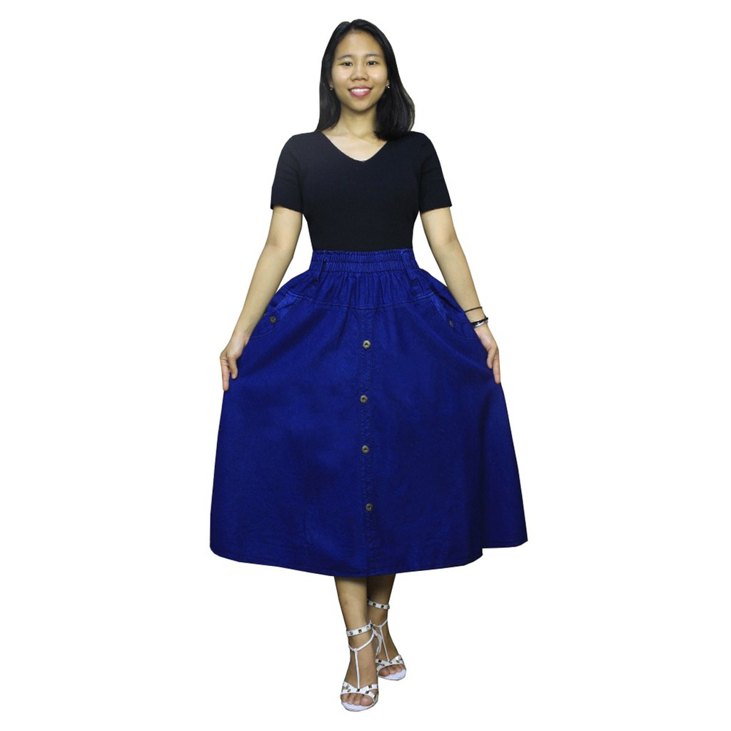 SB Collection Rok Payung Ulan Midi Jeans Jumbo Wanita