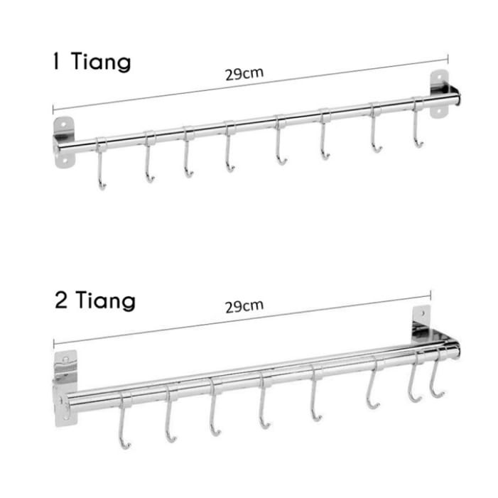 Rak Gantung Dapur Tempel Serbaguna Tempat Alat Dapur Stainless Steel