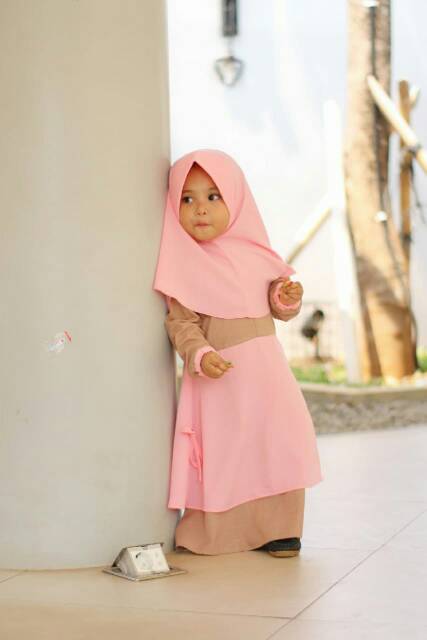 Salim Moslem-BIG SALE!!! Busana Muslim/Gamis Anak Syari Set Kerudung Wolfis Double Layer